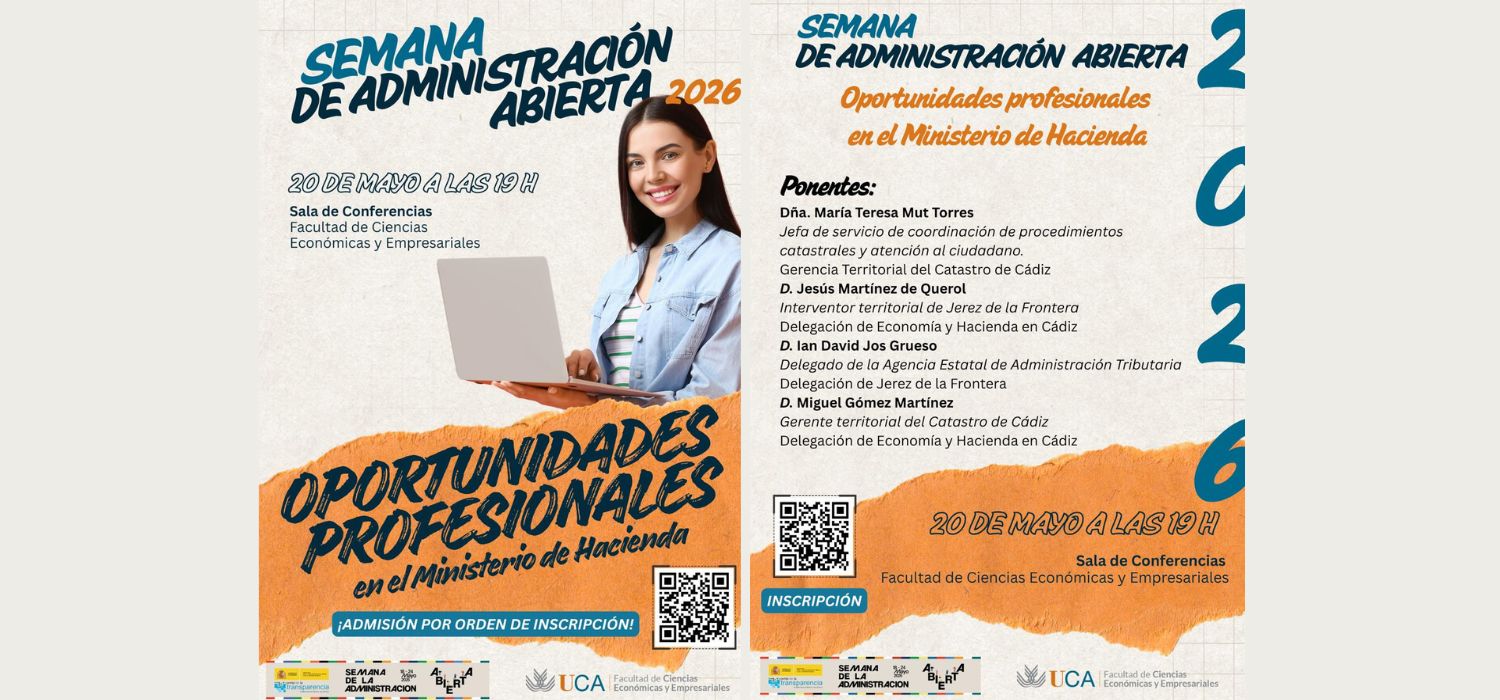 La Facultad de Ciencias Económicas y Empresariales celebrará el próximo 20 de mayo una Charla/Seminario acerca de las oportunidades profesionales en el Ministerio de Hacienda